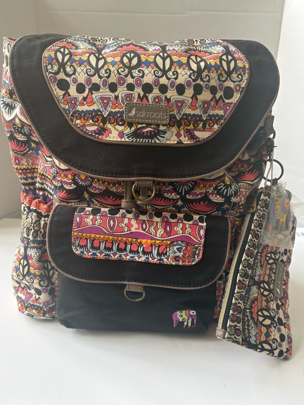 Sakroots Artist Circle Flap Backpack Bohemian Design Fits Up To 13” Laptop New - Picture 1 of 16